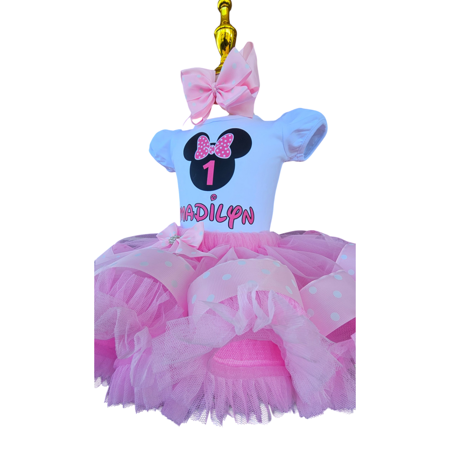 Personalized Pink Minnie Mouse 1st Birthday girl Tutu Outfit