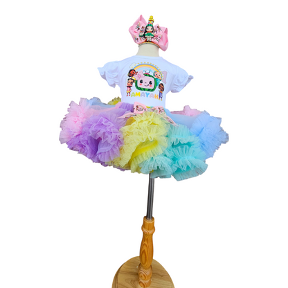 Personalized Cocomelon Themed 1st birthday girl T-Shirt with Tutu Oufit