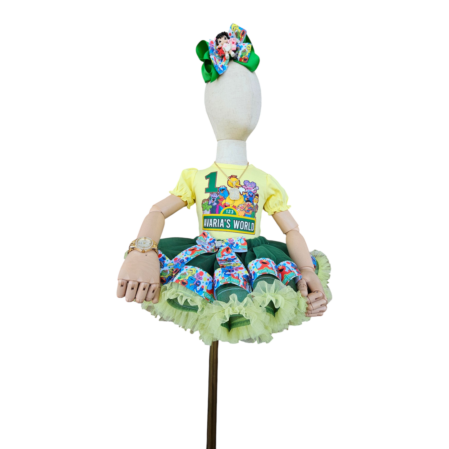 Sesame Street 1st Birthday Tutu Outfit, Personalized Elmo Big Bird Cookie Monster Shirt, Baby Girl First Birthday Outfit, Custom Name Outfit