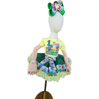 Sesame Street 1st Birthday Tutu Outfit, Personalized Elmo Big Bird Cookie Monster Shirt, Baby Girl First Birthday Outfit, Custom Name Outfit