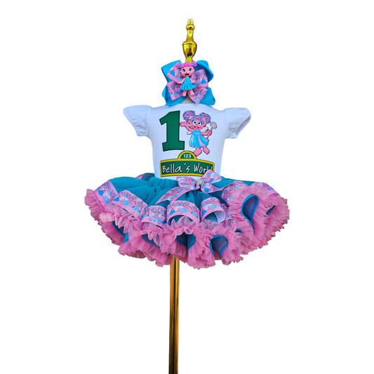 Abby Cadabby Themed Baby Girl Birthday Outfit, Custom Name & Tutu Set