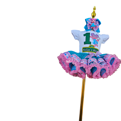 Abby Cadabby Themed Baby Girl Birthday Outfit, Custom Name & Tutu Set