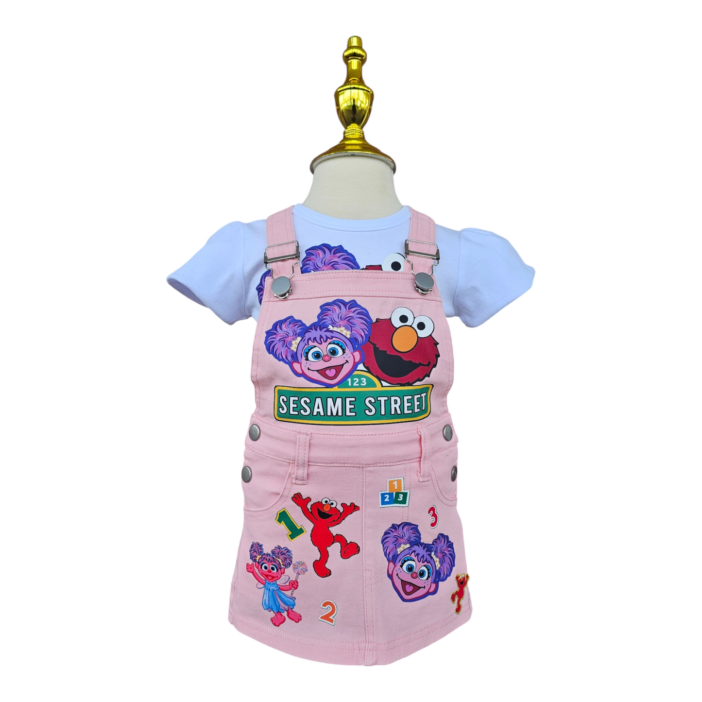 Sesame Street Personalized Kids Denim Overall, Personalized Baby Girl Birthday Outfit, Character Design