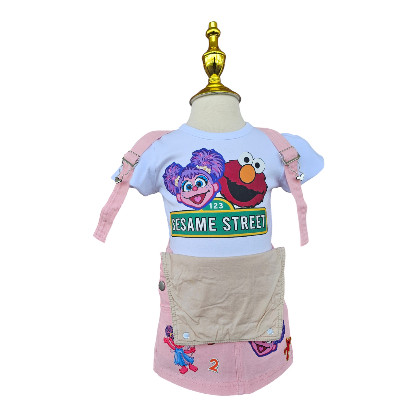 Sesame Street Personalized Kids Denim Overall, Personalized Baby Girl Birthday Outfit, Character Design