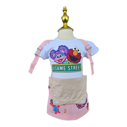 Sesame Street Personalized Kids Denim Overall, Personalized Baby Girl Birthday Outfit, Character Design
