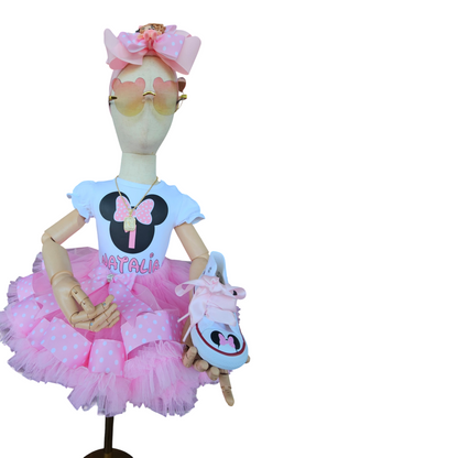 Minnie Mouse First Birthday Tutu Set with a Personalized T-Shirt & Fluffy Skirt