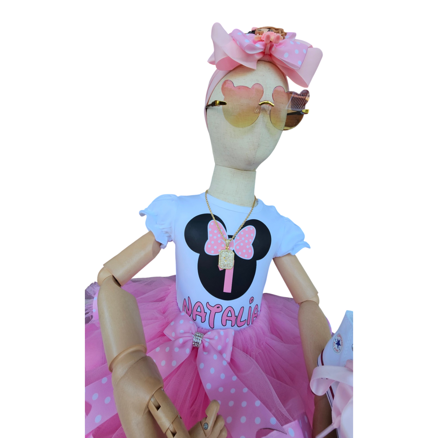 Minnie Mouse First Birthday Tutu Set with a Personalized T-Shirt & Fluffy Skirt