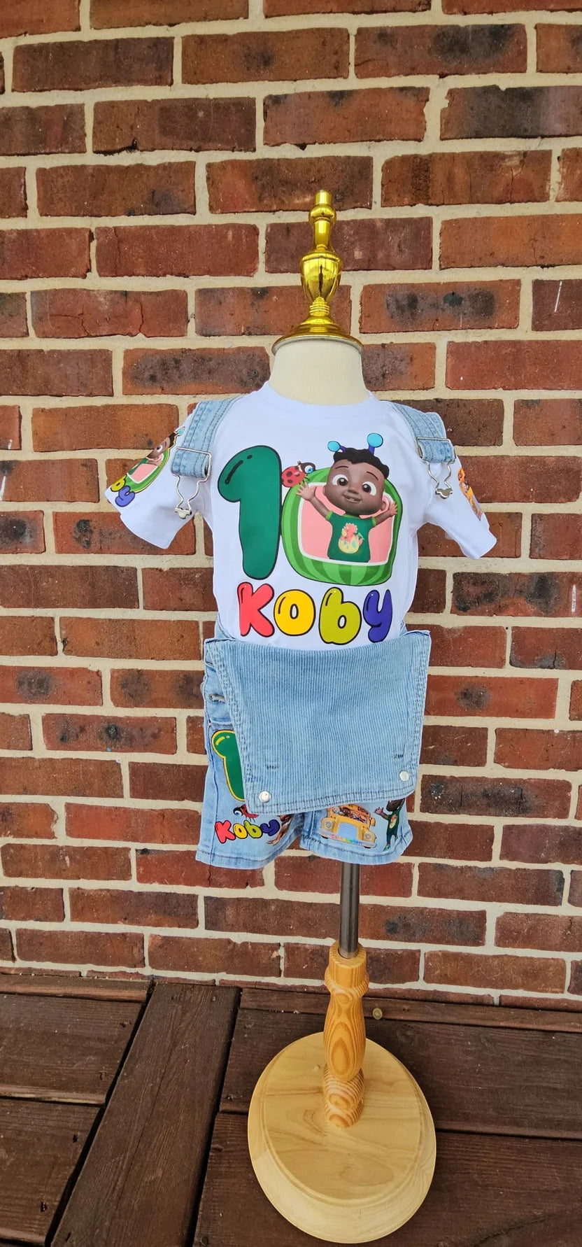 Kids Cocomelon Themed Birthday Outfit With Overalls