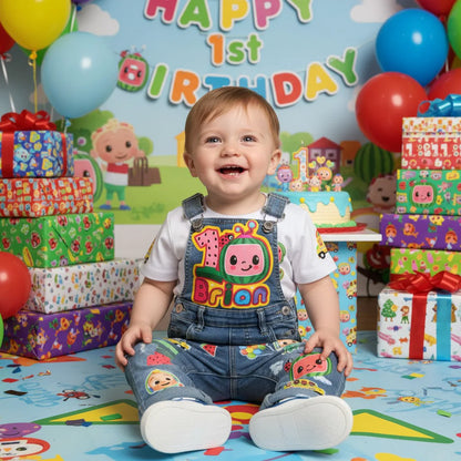 Baby Ruffle CoComelon Birthday Overalls and T-Shirt Set