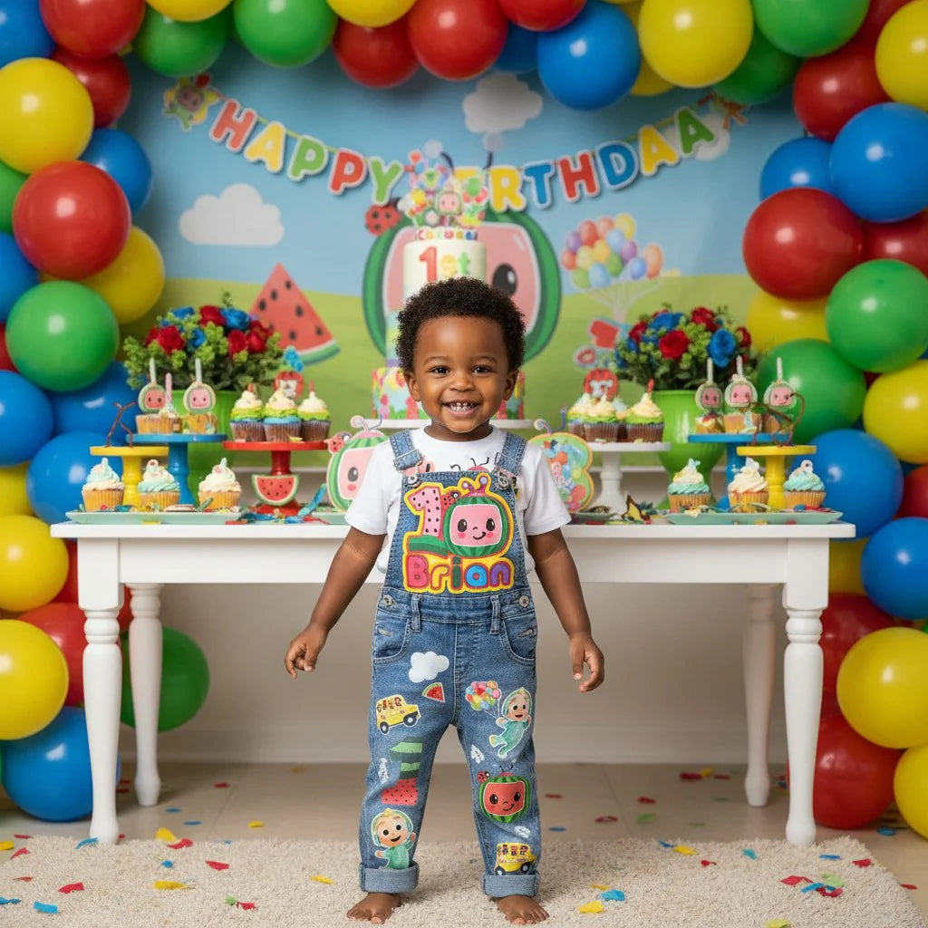Baby Ruffle CoComelon Birthday Overalls and T-Shirt Set