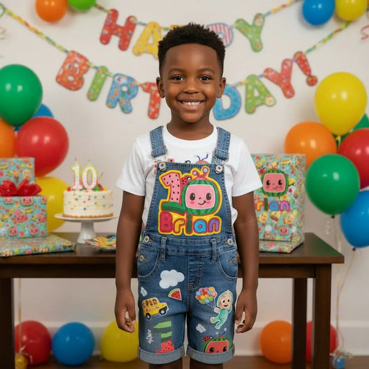 Baby Ruffle CoComelon Birthday Overalls and T-Shirt Set