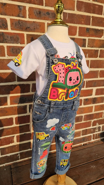 Baby Ruffle CoComelon Birthday Overalls and T-Shirt Set