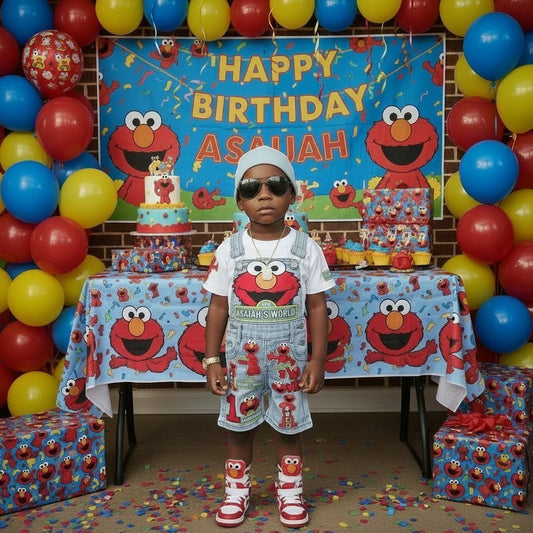 Elmo Character Denim Overalls Set