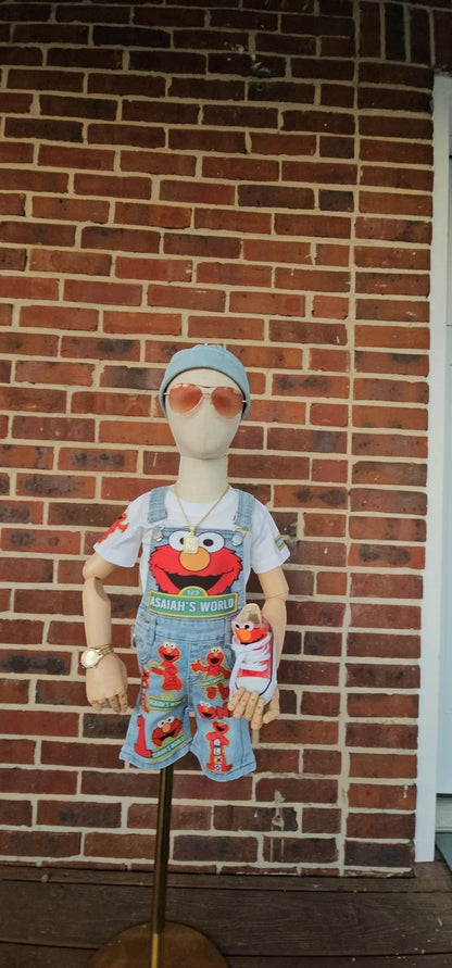 Elmo Character Denim Overalls Set