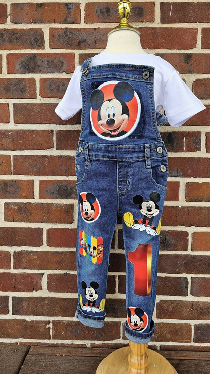 Mickey Mouse Denim Overalls With T-Shirt Set