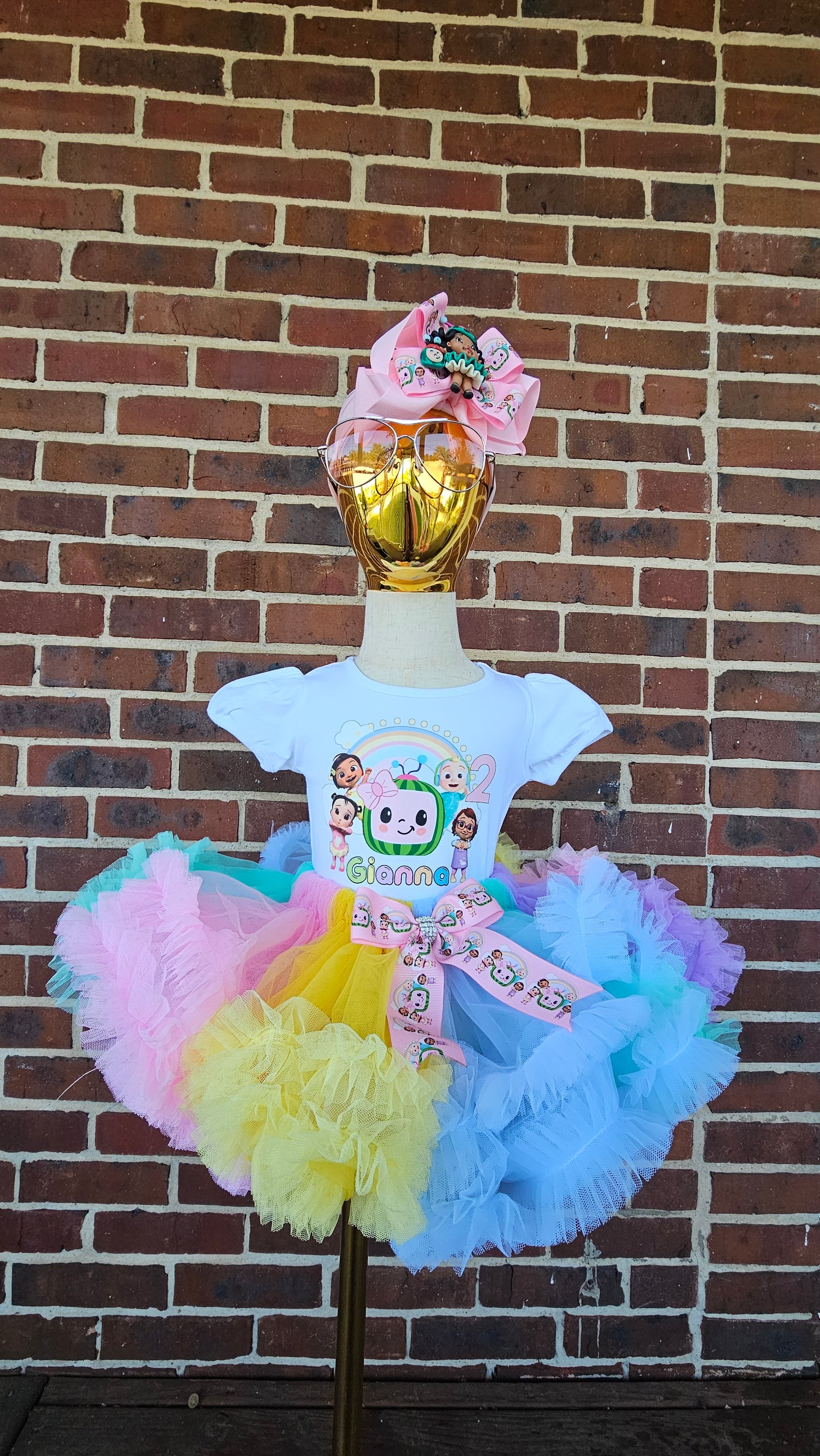 Personalized Cocomelon Themed 1st birthday girl T-Shirt with Tutu Oufit