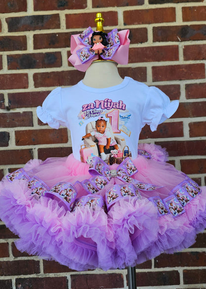 Custom First Birthday Tutu Outfit for Girls | Personalized Pink Airplane Birthday Outfit | Photo Birthday Shirt & Ruffle Tutu Set