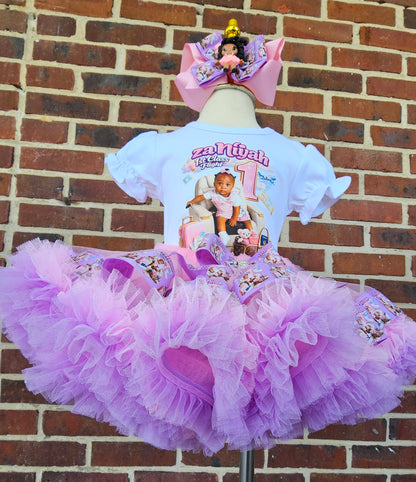 Custom First Birthday Tutu Outfit for Girls | Personalized Pink Airplane Birthday Outfit | Photo Birthday Shirt & Ruffle Tutu Set