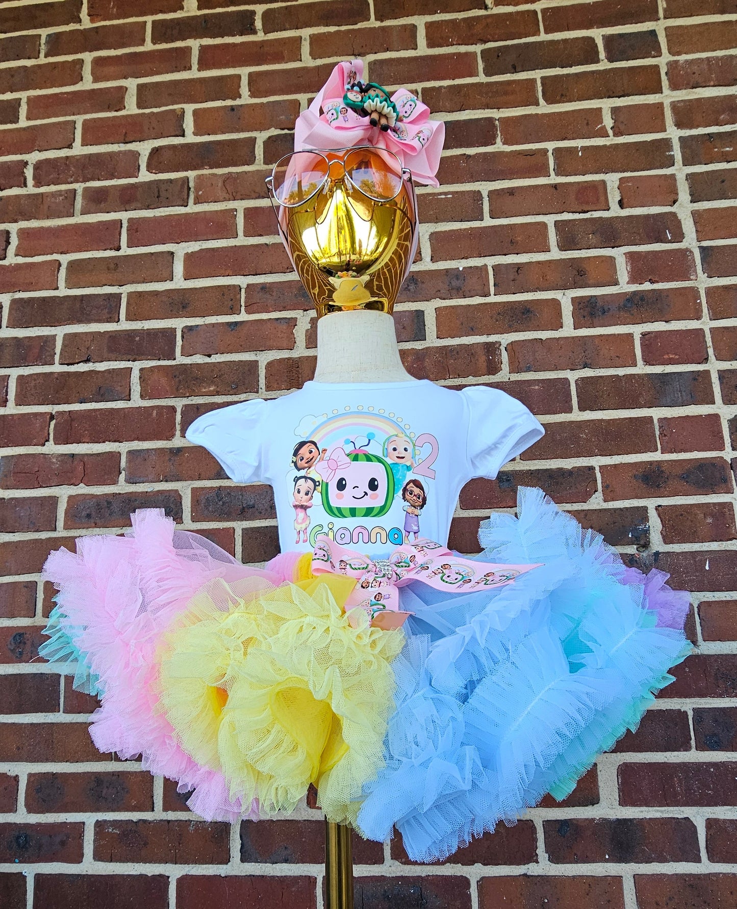Personalized Cocomelon Themed 1st birthday girl T-Shirt with Tutu Oufit