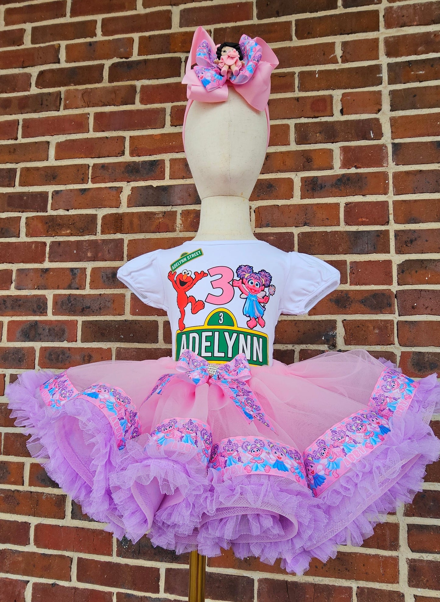 Personalized Sesame Street Abby Cadabby & Elmo Birthday Tutu Outfit | Custom 3rd Birthday Outfit for Girls | Handmade Birthday Shirt & Tutu Set