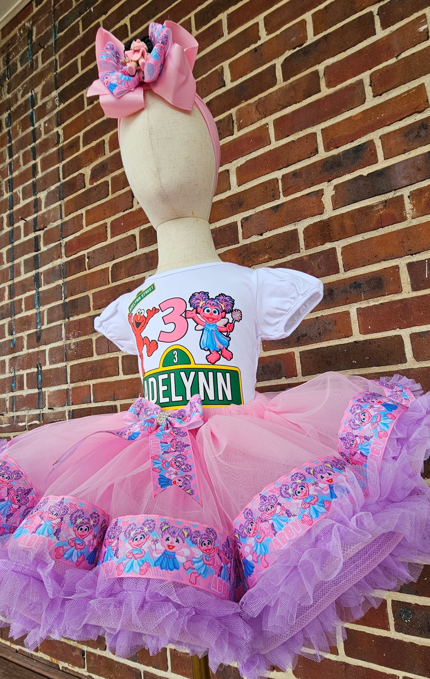 Personalized Sesame Street Abby Cadabby & Elmo Birthday Tutu Outfit | Custom 3rd Birthday Outfit for Girls | Handmade Birthday Shirt & Tutu Set