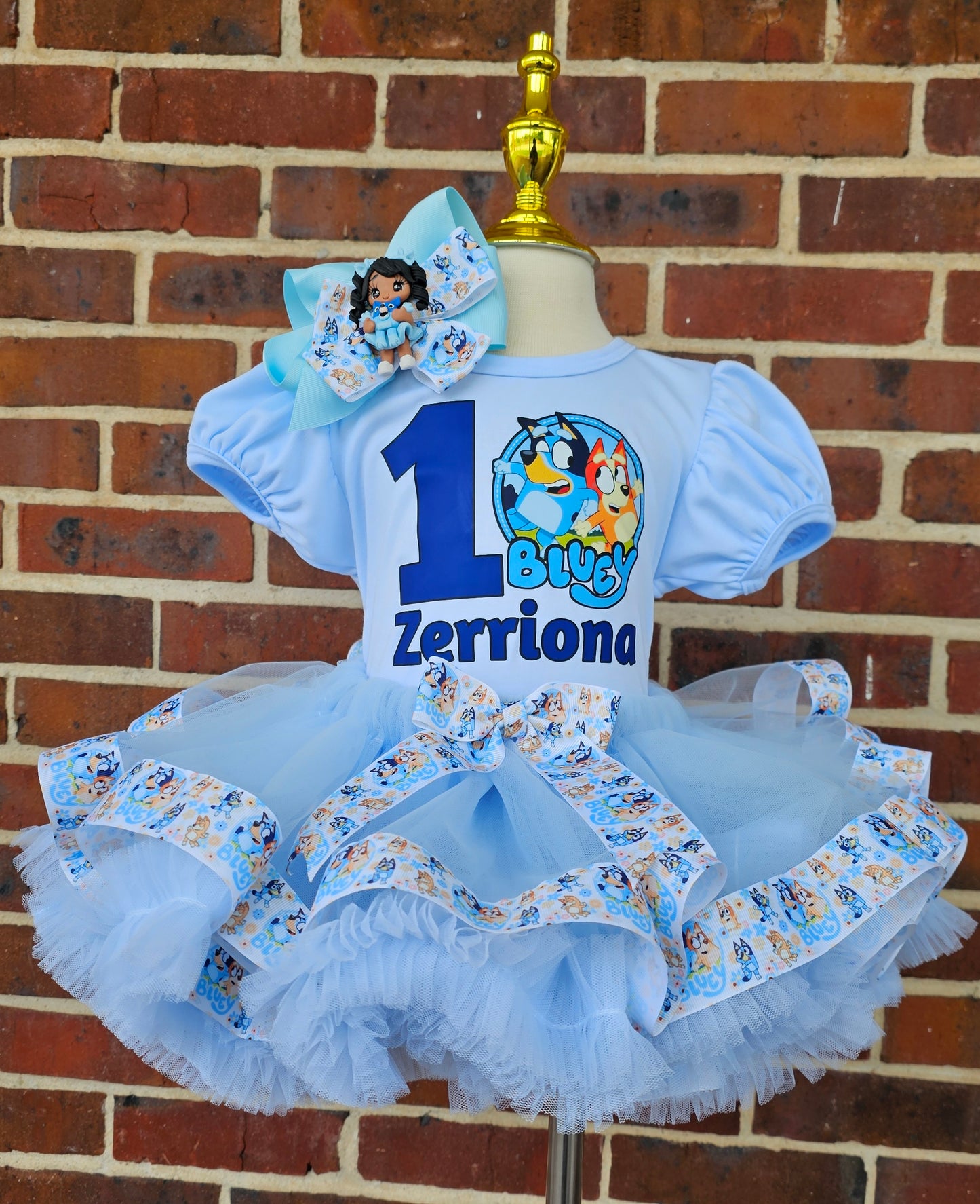 Bluey Birthday Outfit for Girl, Personalized Bluey Tutu Dress, Toddler Birthday Tutu Set, Custom Bluey Dog Birthday Outfit