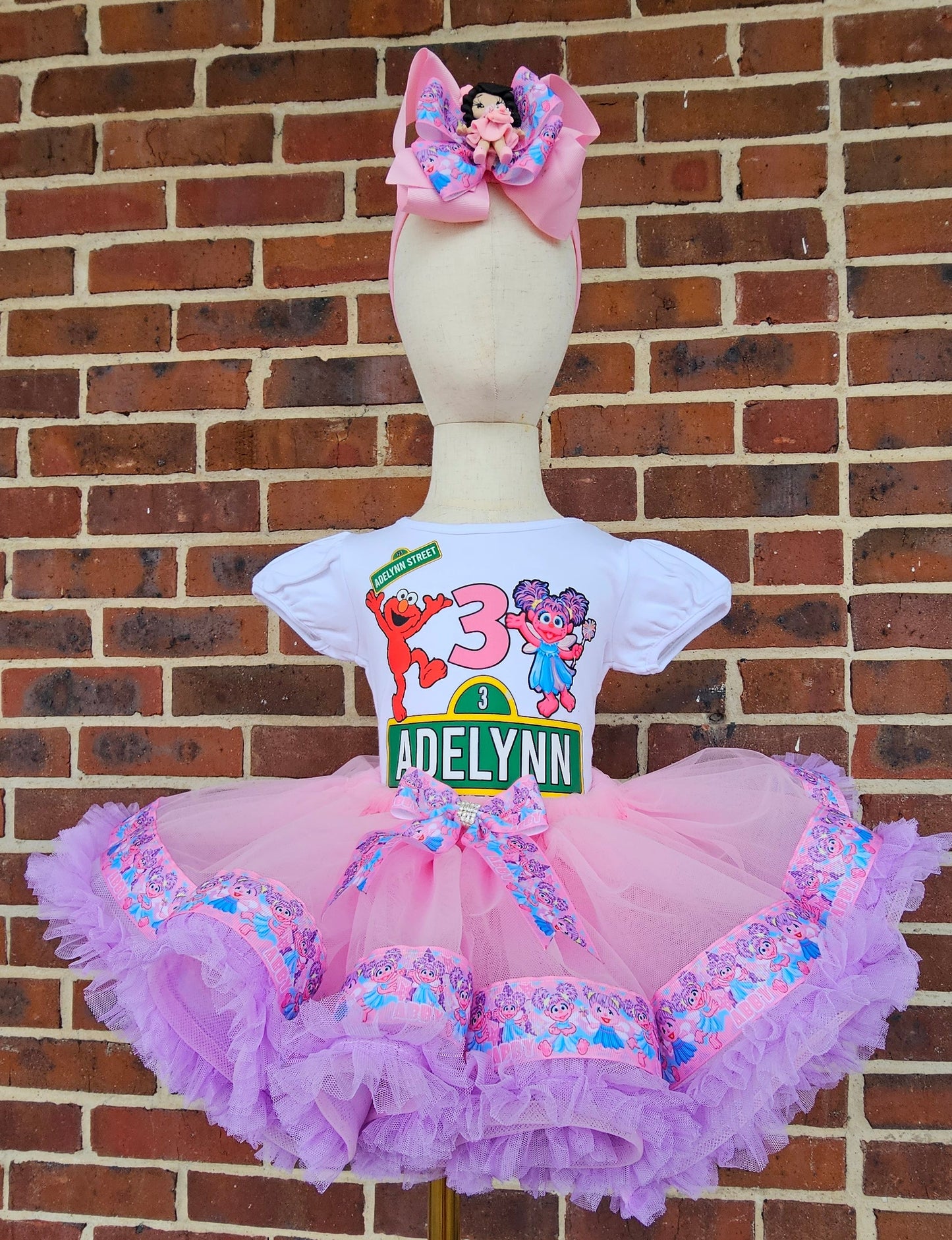 Personalized Sesame Street Abby Cadabby & Elmo Birthday Tutu Outfit | Custom 3rd Birthday Outfit for Girls | Handmade Birthday Shirt & Tutu Set