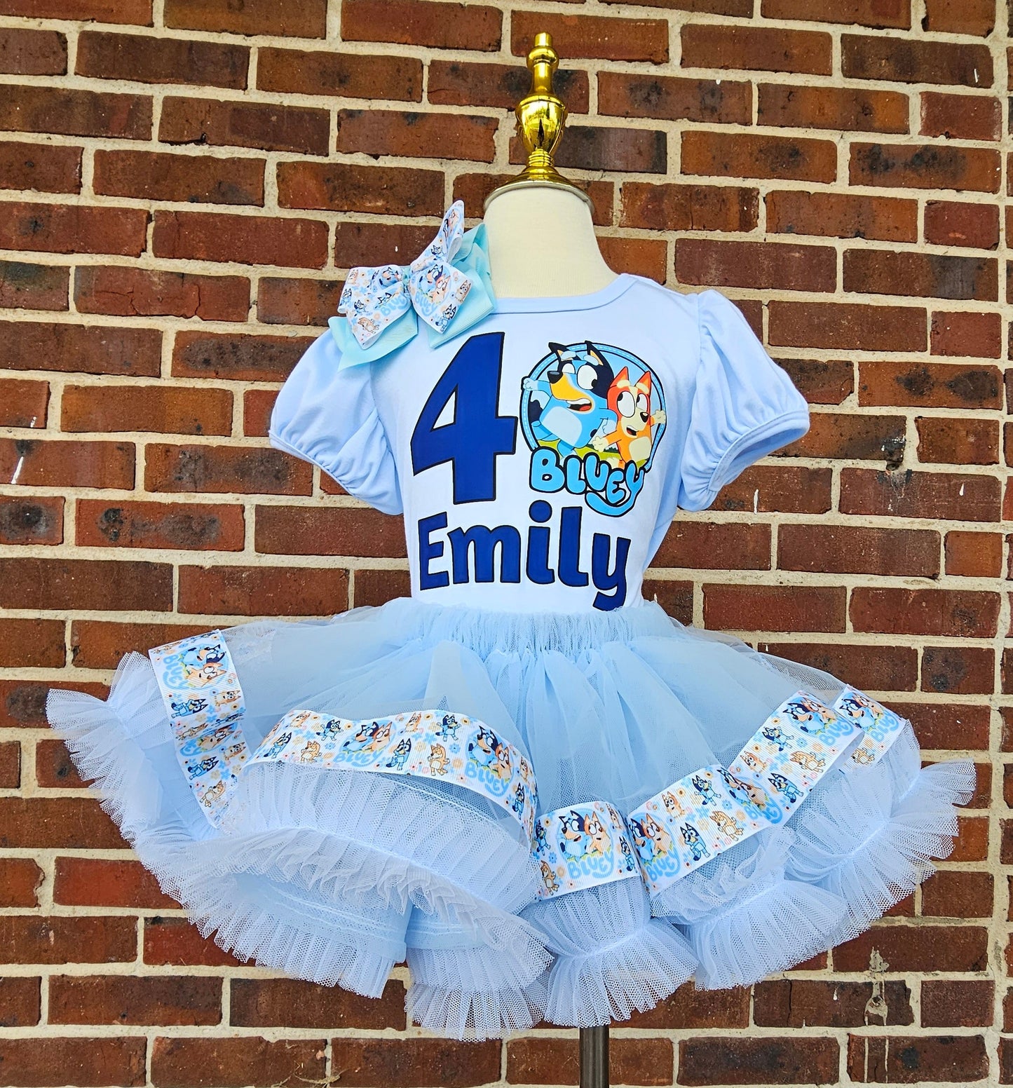 Bluey Birthday Outfit for Girl, Personalized Bluey Tutu Dress, Toddler Birthday Tutu Set, Custom Bluey Dog Birthday Outfit