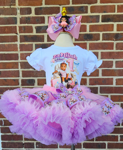 Custom First Birthday Tutu Outfit for Girls | Personalized Pink Airplane Birthday Outfit | Photo Birthday Shirt & Ruffle Tutu Set