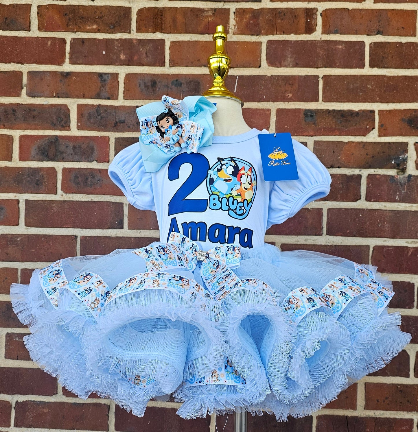 Bluey Birthday Outfit for Girl, Personalized Bluey Tutu Dress, Toddler Birthday Tutu Set, Custom Bluey Dog Birthday Outfit