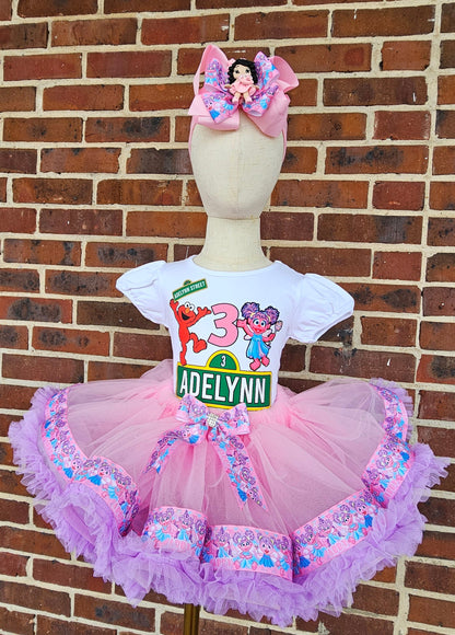 Personalized Sesame Street Abby Cadabby & Elmo Birthday Tutu Outfit | Custom 3rd Birthday Outfit for Girls | Handmade Birthday Shirt & Tutu Set